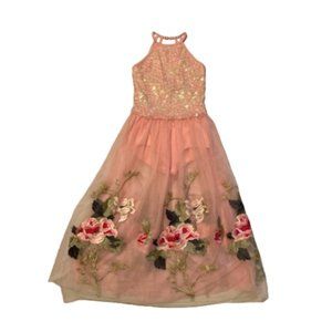 Weissman Pink Sparkly and Floral Dance Costume Dress